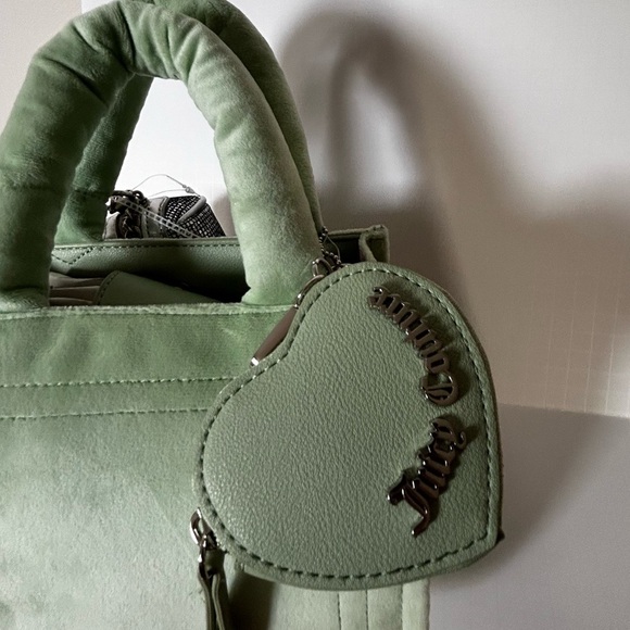 Juicy Couture Big Spender 3 Pc Set Sage Green Mini  Tote Coin Purse Wristlet - Picture 4 of 7